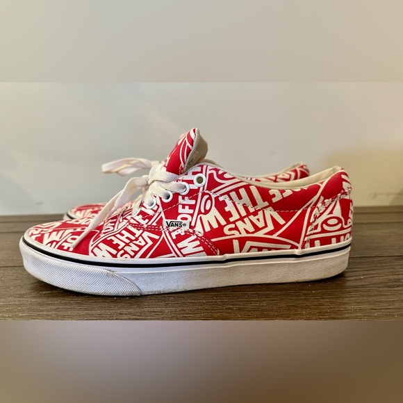 Vans Red White All Over Logo
Lace Up Casual Sneakers Men's
Size 9 Women's 11 - Picture 4 of 8